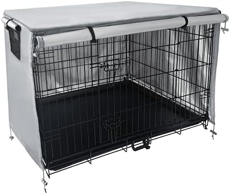 Housse de cage gris pâle avec panneau avant roulé, cage métallique