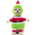 Petit chien portant le costume vert du Grinch avec bonnet de Noël