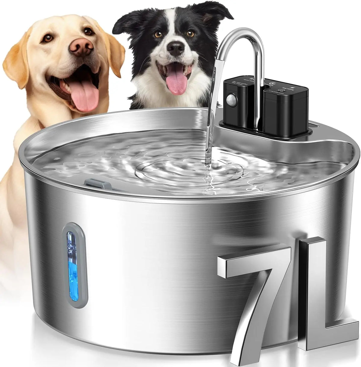 Fontaine à eau 7 L en acier inoxydable sans fil