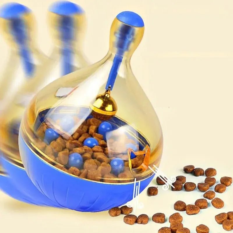 Culbuto distributeur de friandises bleu pour chien et chat